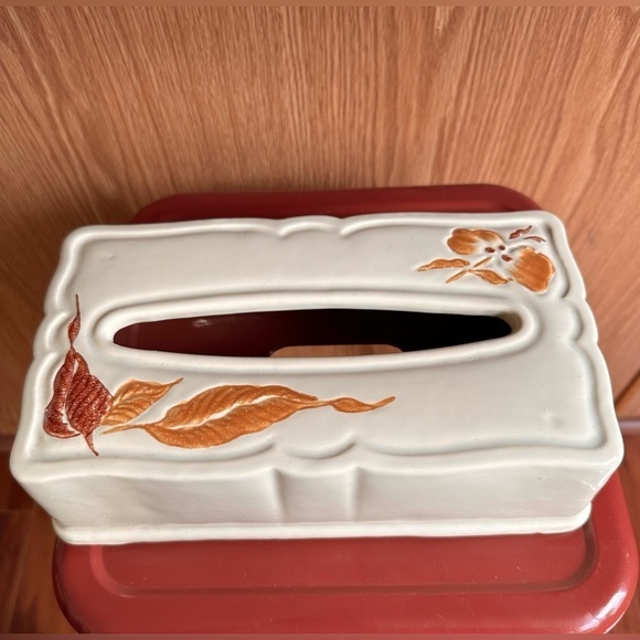 Vtg Royal Haeger 2 Piece Bathroom Set Tissue Cover Cup Ceramic Ivory Cream MCM - Picture 2 of 16